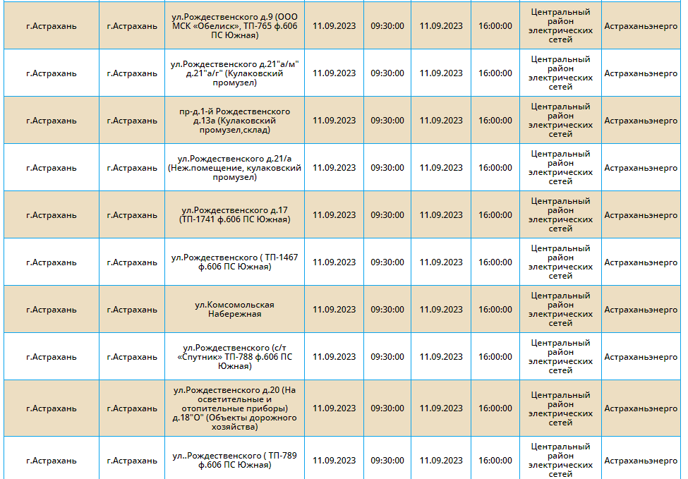 Отключили свет астрахань сегодня