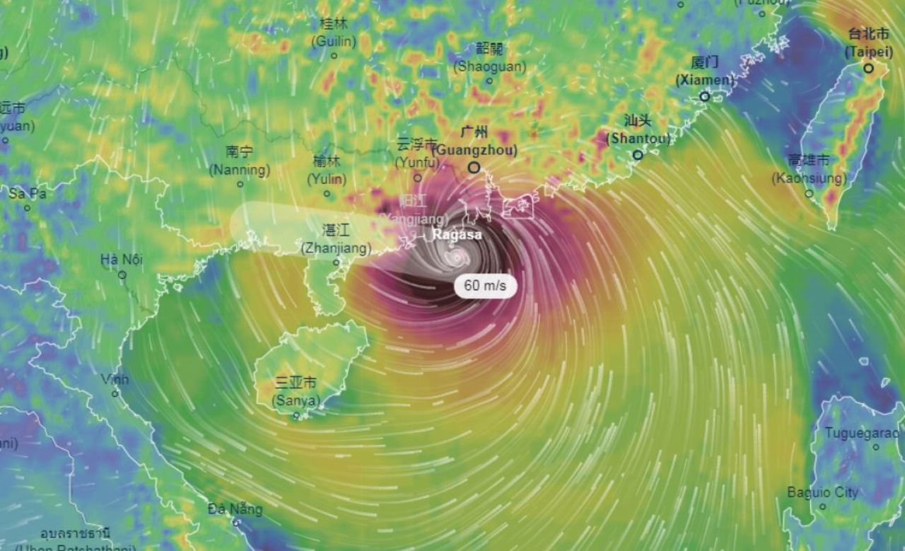 Скрин с интерактивной погодной карты ресурса ventusky.com