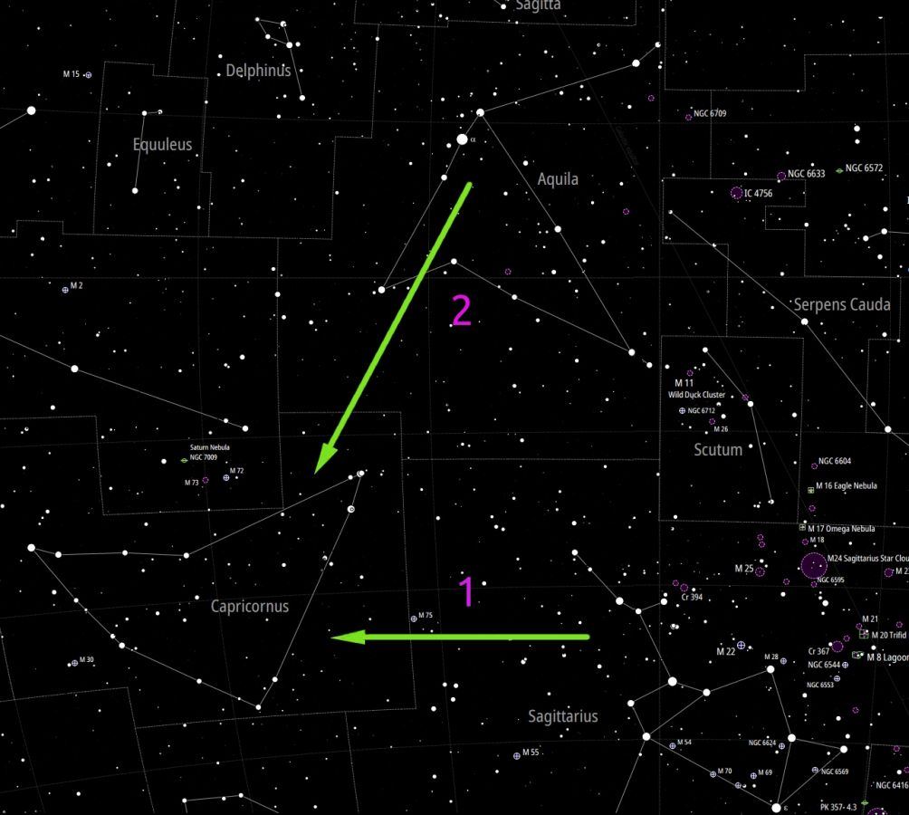 Созвездие рог. Созвездие Козерог на карте звездного неба. Астеризм созвездия козерога. Козерог Созвездие Денеб Альгеди. Козерог на небе.